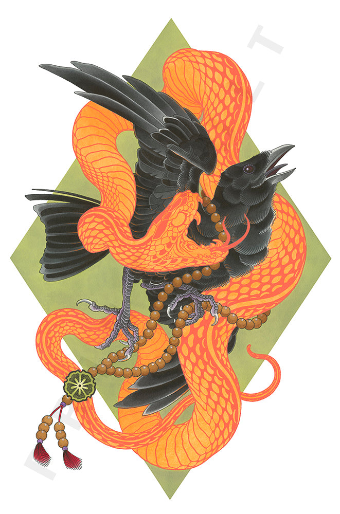 Year of the Snake Exhibition - Collab Dean Sacred and Currar Whitham-Field - Snake Crow
